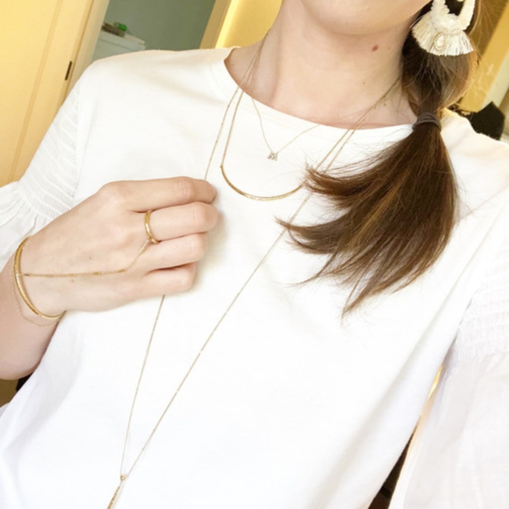 Stella & Dot | Delicate Hammered GOLD Versatile 3-in-1 Kari Layered ArcN… - Picture 7 of 8
